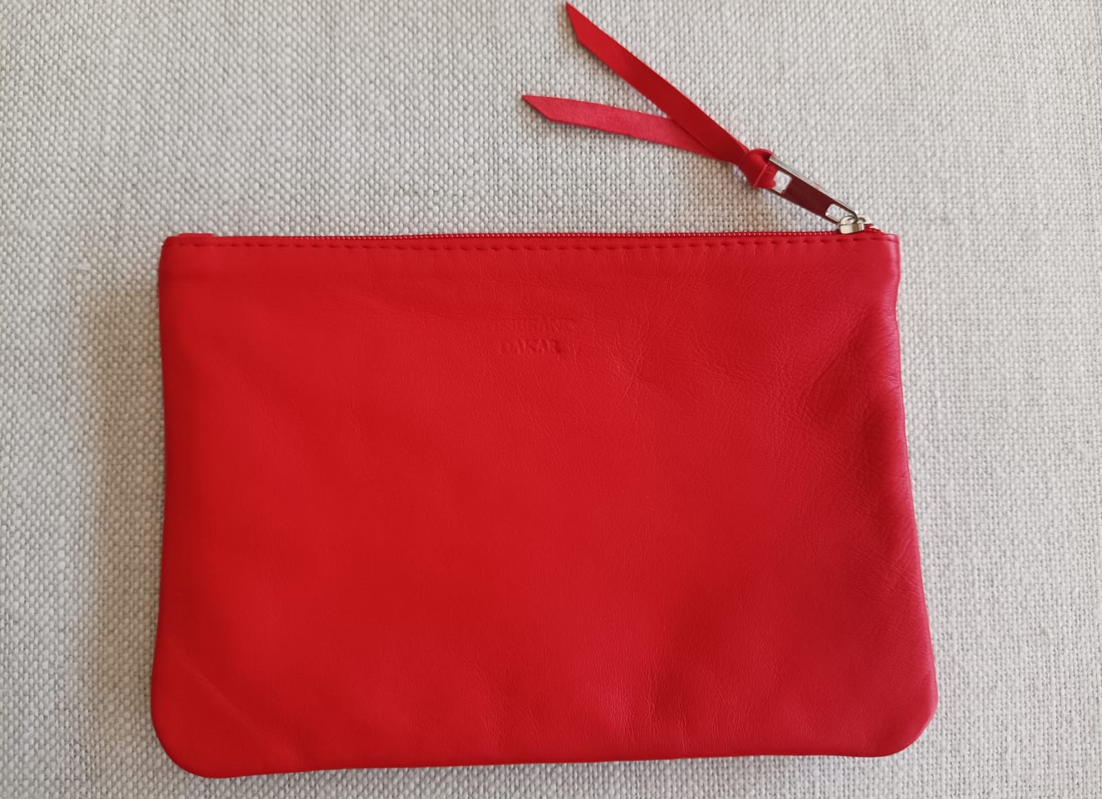 Pochette Zellige – dos cuir – rouge