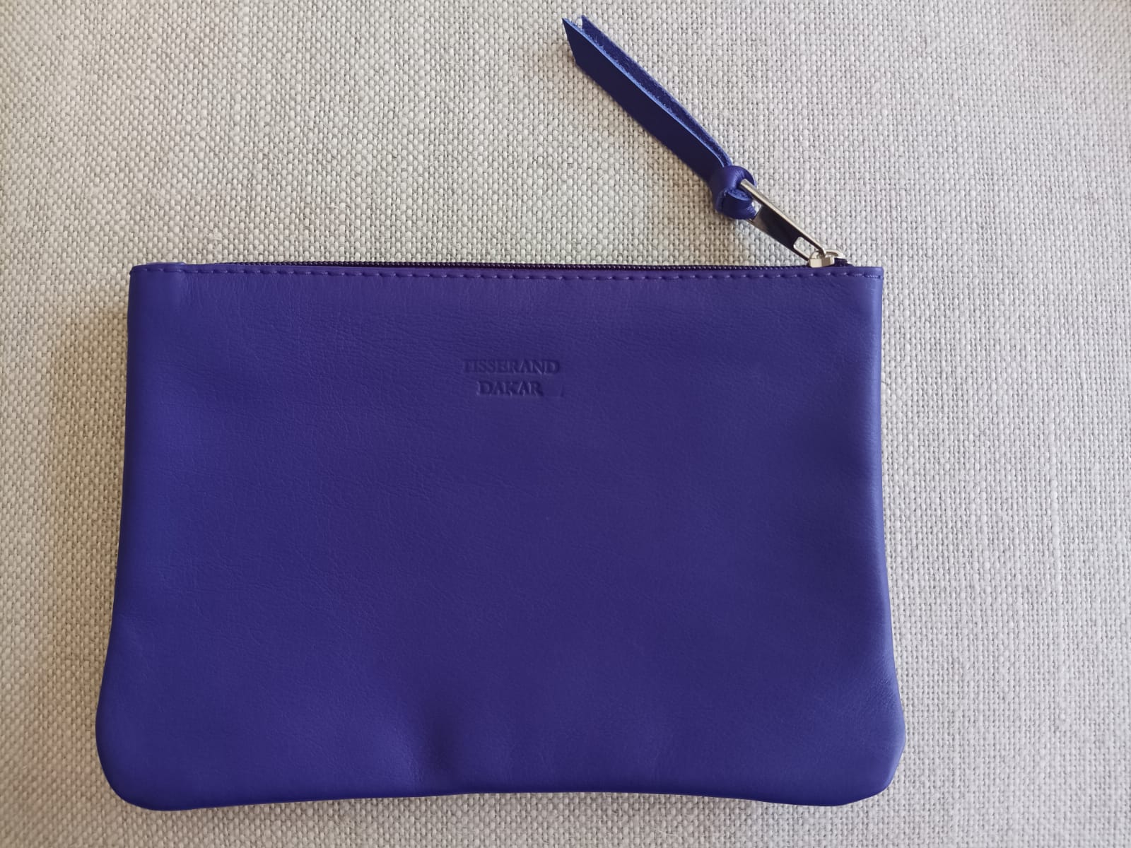 Pochette Zellige – dos cuir – violet