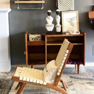 Chaise Sendano en bois de vène et cuir – Image 3